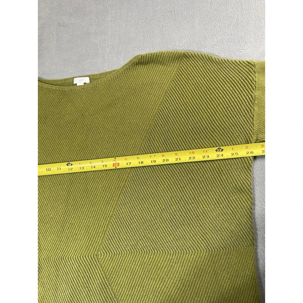 J Jill XL Green Textured Knit Sweater Long Sleeve Cotton Blend Top Drop Shoulder